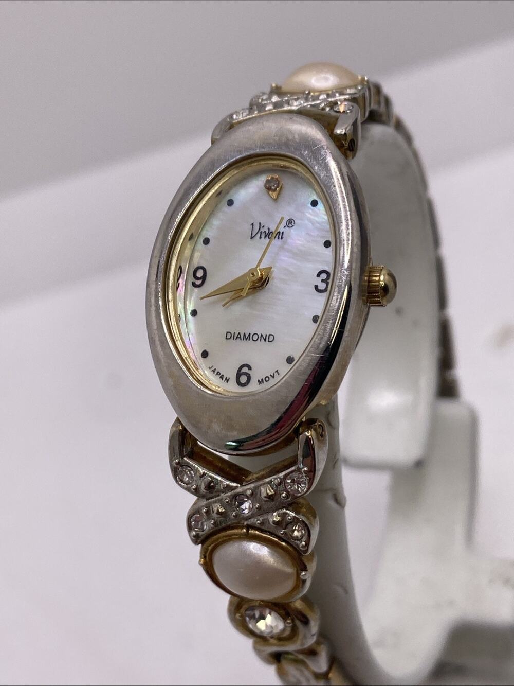 Vivani Diamond Mop Dial Watch Works New Battery